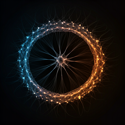 abstract depiction of neurons firing in rhythmic waves, with interconnected nodes forming a ring-like structure